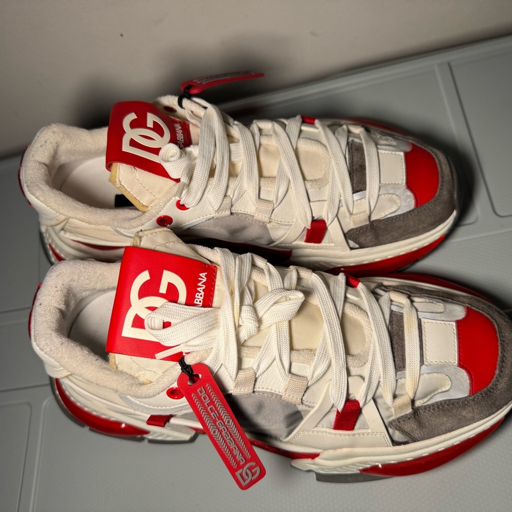 Dolce & Gabbana Red and Cream Sneakers